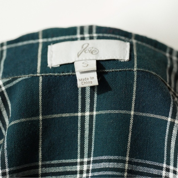 JOIE Plaid Tuxedo Button up Shirt, Caviar Blue, Green, Small - Picture 8 of 10